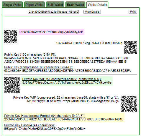 Checking the private key on the bitaddress website